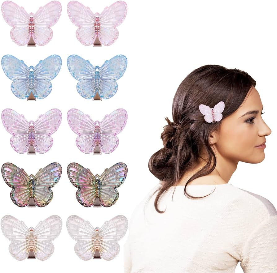 Pack of 10 Butterfly Hair Clips Mini Hair Clips for Girls Teenagers ...