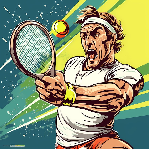 Premium Photo | Vintage Tennis Mayhem Hilarious Retro Clip Art of ...