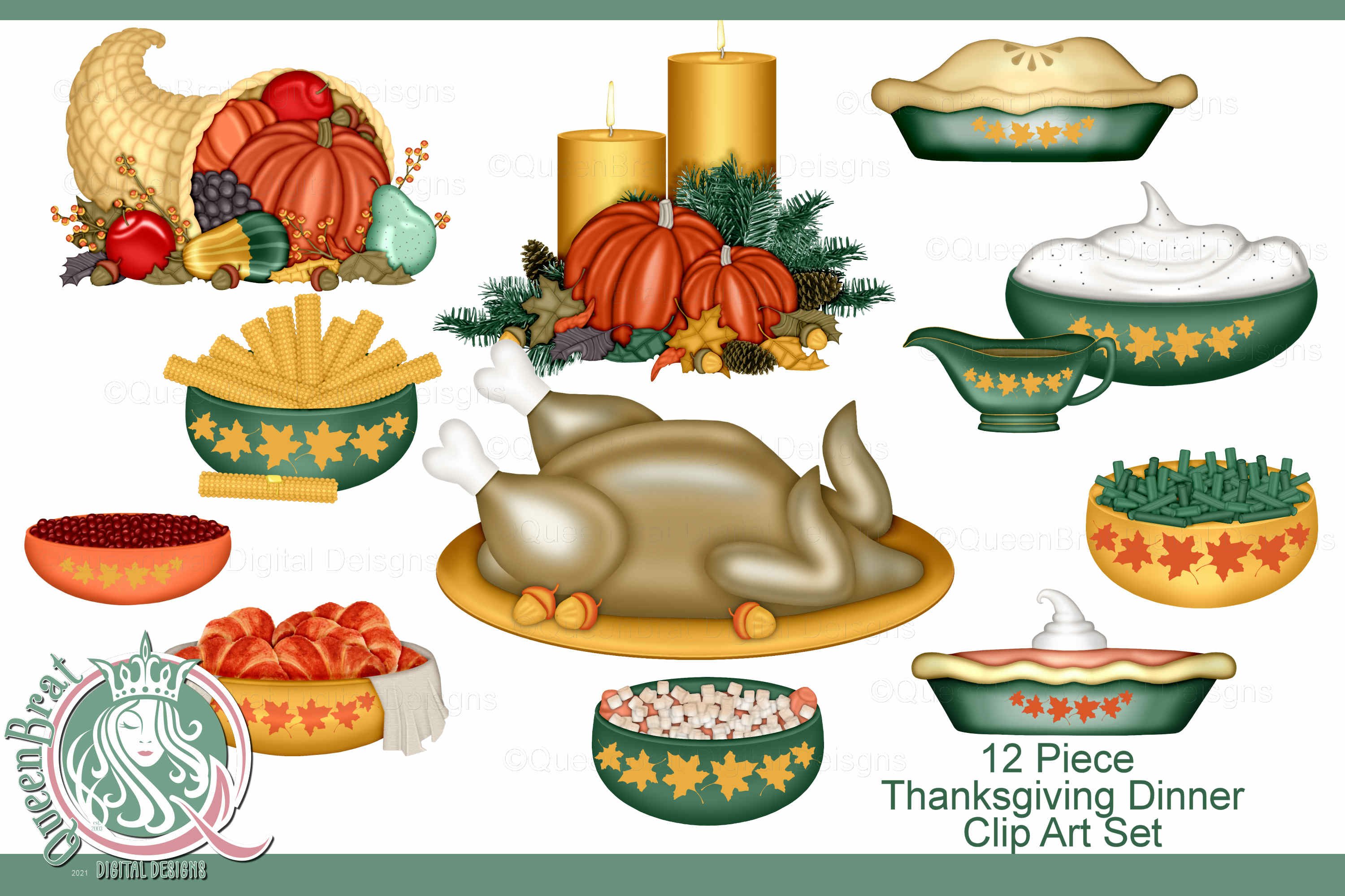 Thanksgiving Dinner Clip Art Bundle - Clip Art Library