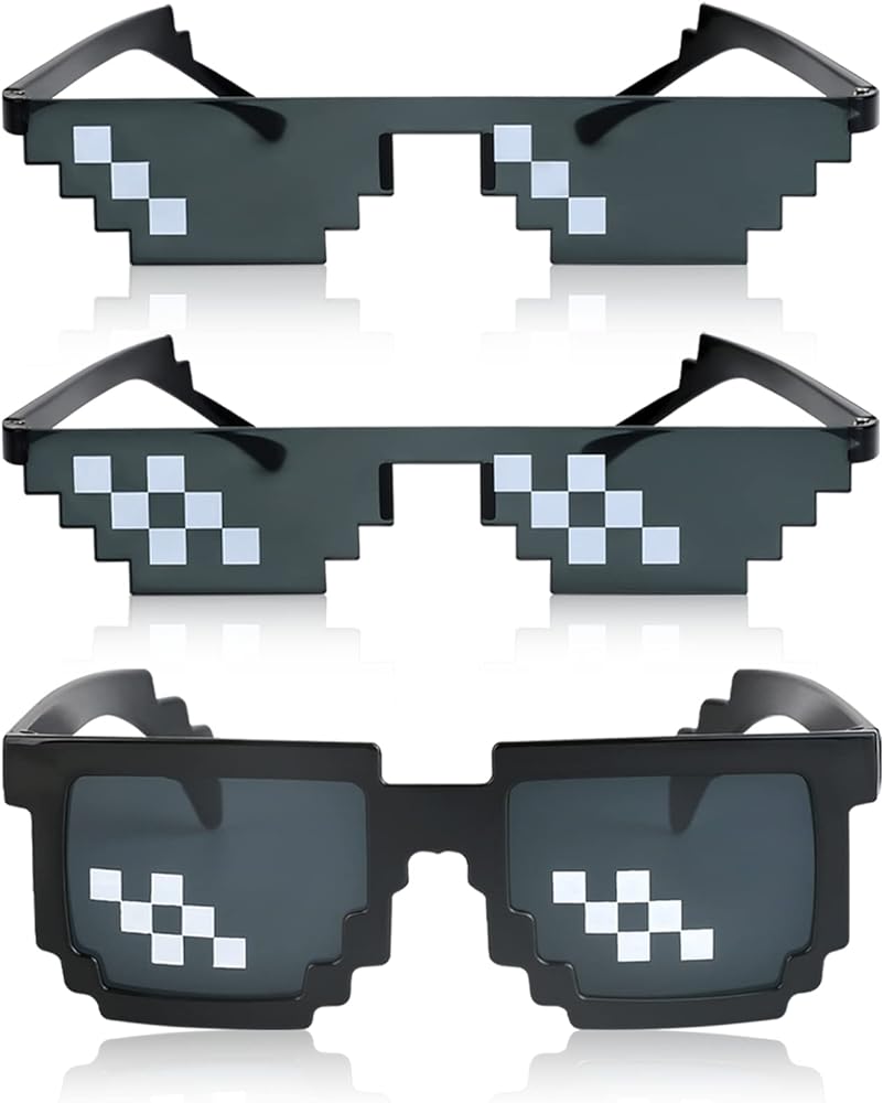 3 Pack Thug Life Sunglasses Men Women Glass 8 Bit Pixel Mosaic Glasses Photo Props Unisex 8161