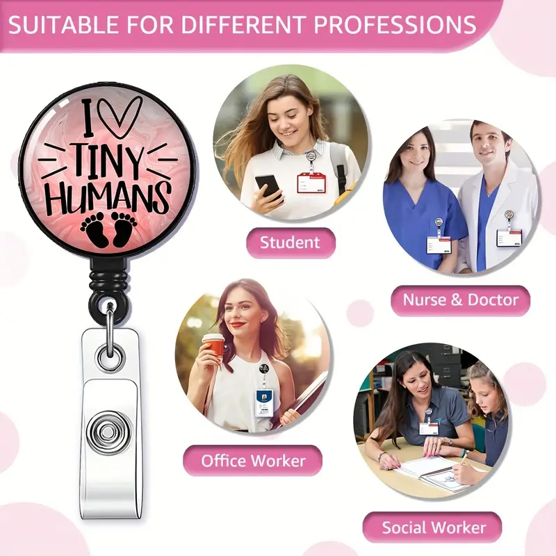 I Love Tiny Humans Badge Reel NICU Nurse ID Holder Obstetrics RN ...