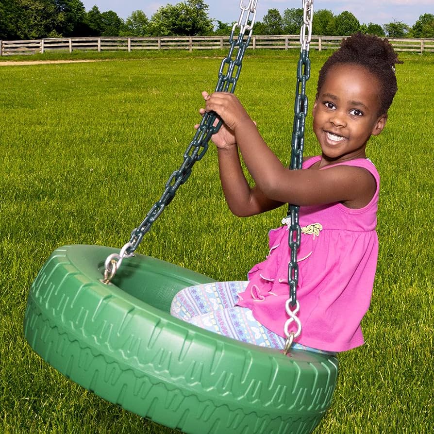 Amazon.com : Creative Playthings Single Axis Tire Swing with Chain ...