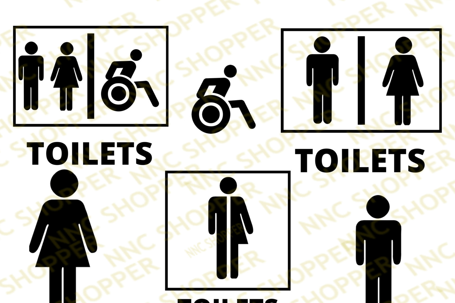 Toilet Sign Cut Files, Restroom Symbol Clip Art - Crella - Clip Art Library