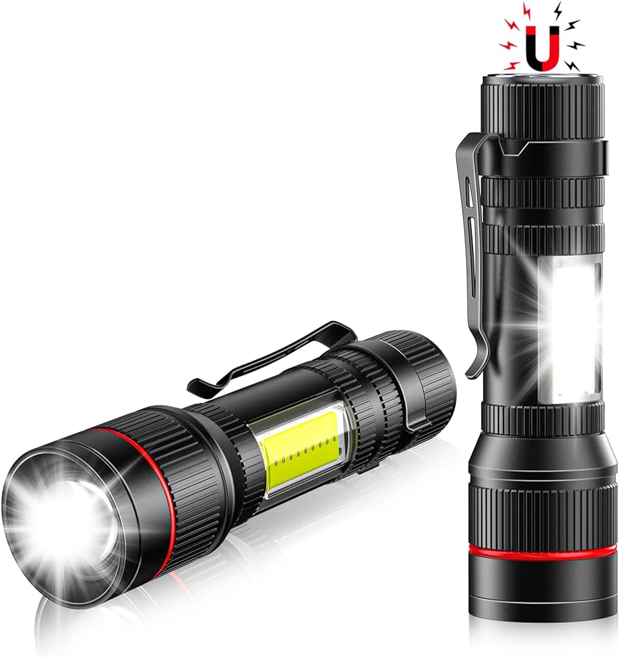 Lsnisni Small LED Torch, Pack of 2, Magnet & COB, 1500 Lumen Mini ...