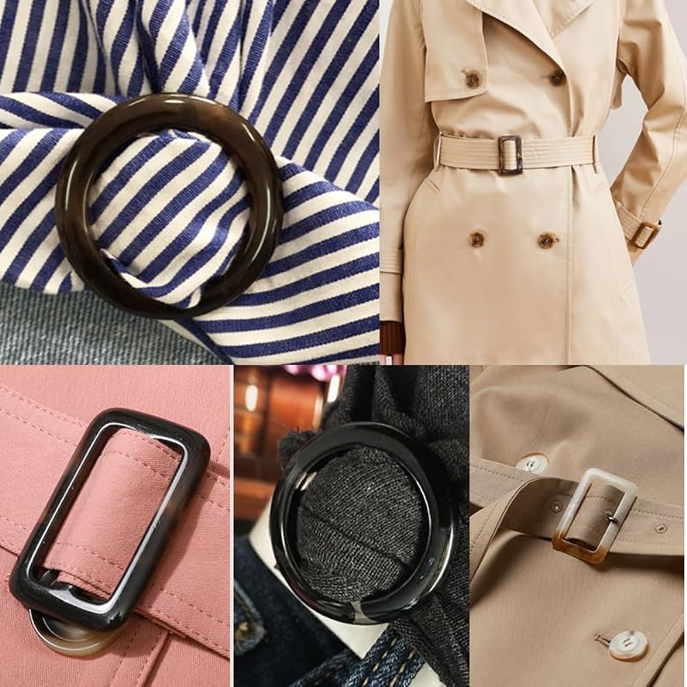 CEMELI 10 Pieces Trench Coat Waist Buckle Square Round Resin Belt ...