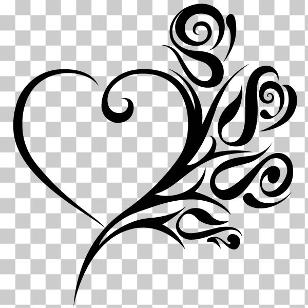 Free: SVG Tribal heart and roses - nohat.cc - Clip Art Library