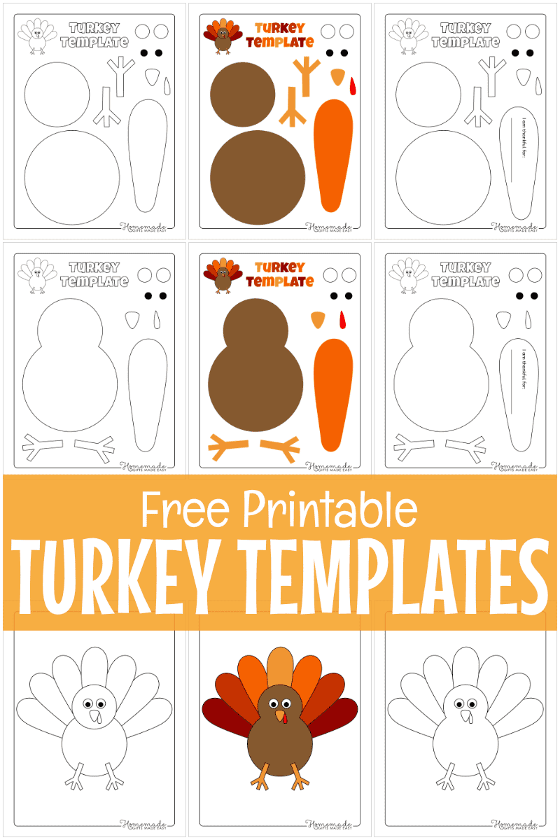 Free Printable Turkey Templates for Thanksgiving Crafts - Clip Art Library