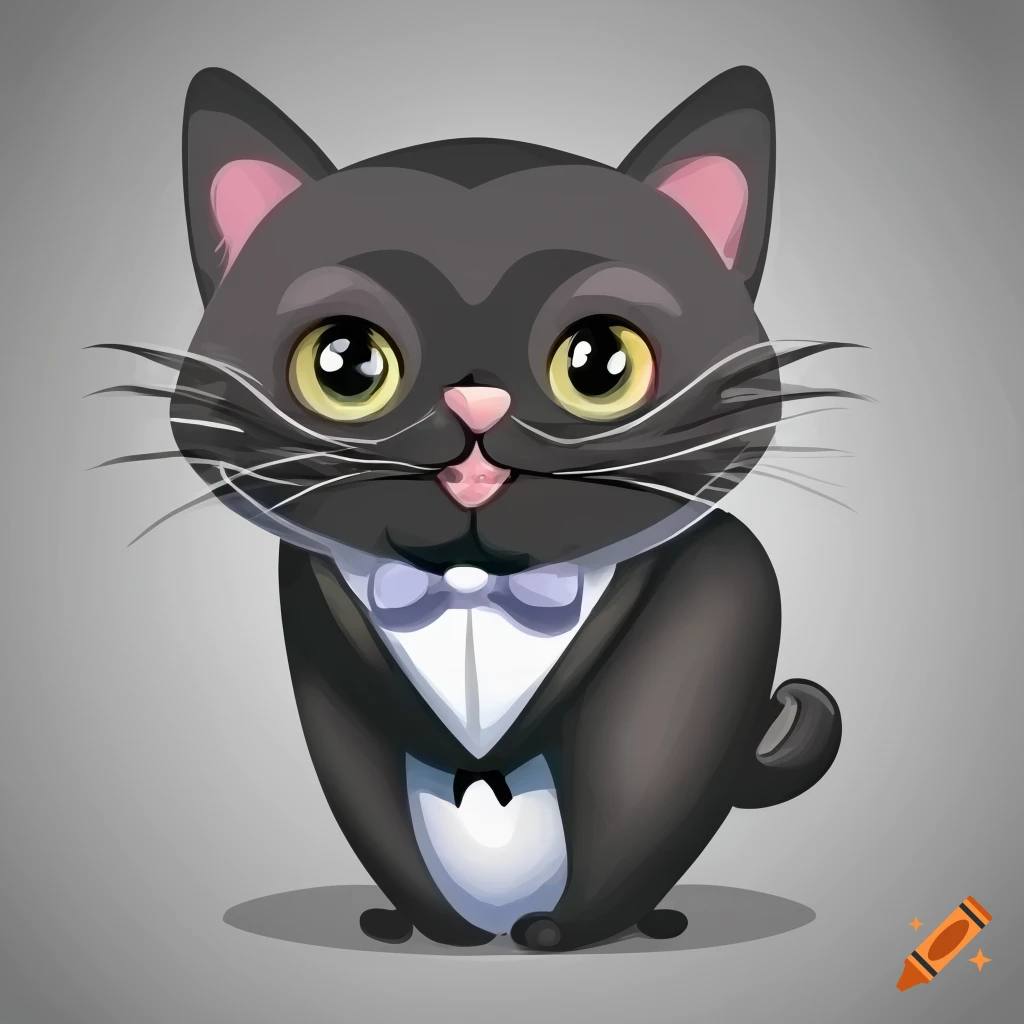 Clip art of a cute black and white cat in a tuxedo on Craiyon - Clip ...