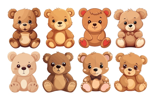 Cartoon teddy bear in different posses. Vector clip art ... - Clip Art ...