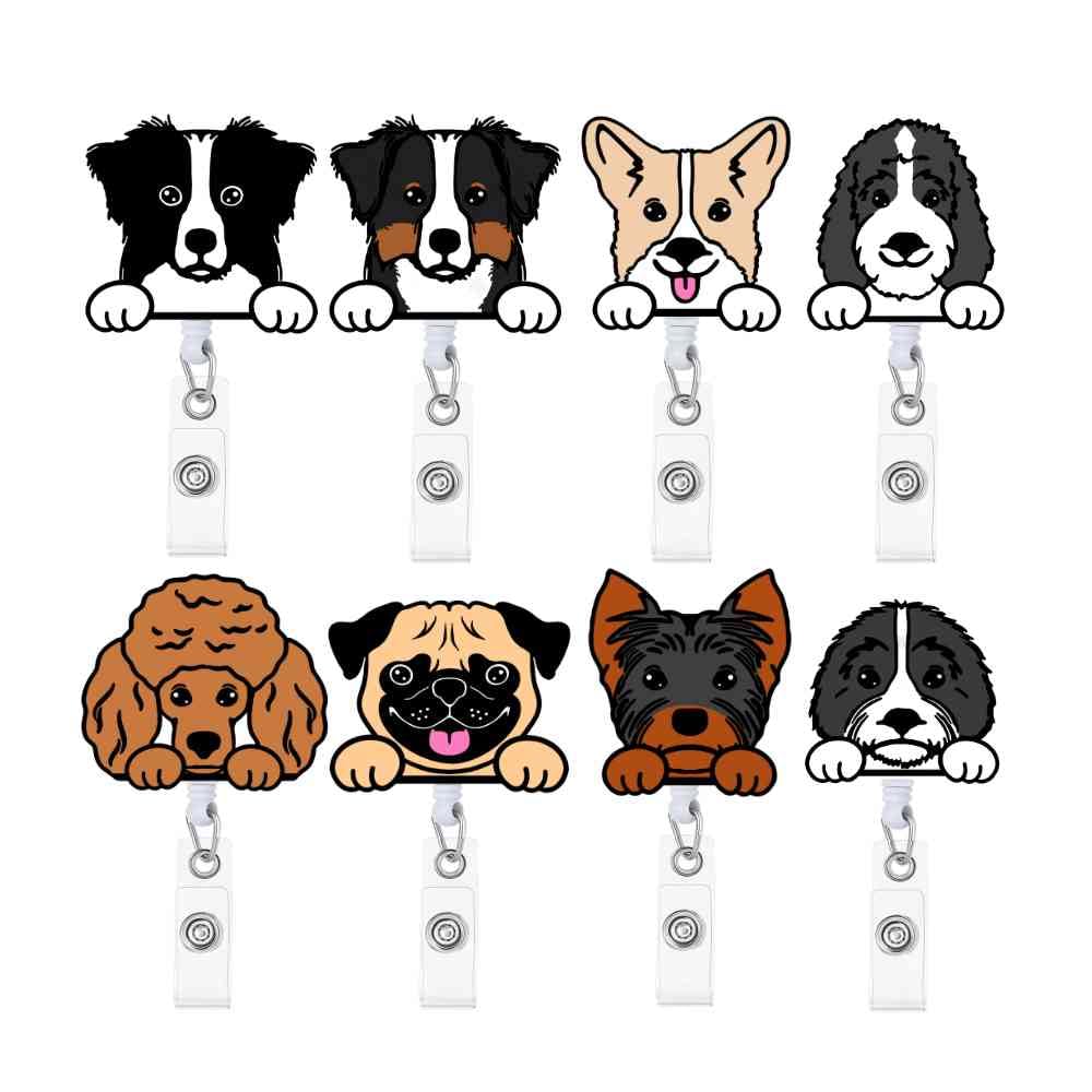 8 Pieces Dog ID Reel, Cute Funny Dogs, Puppies, Paws, Animal ID Name ...