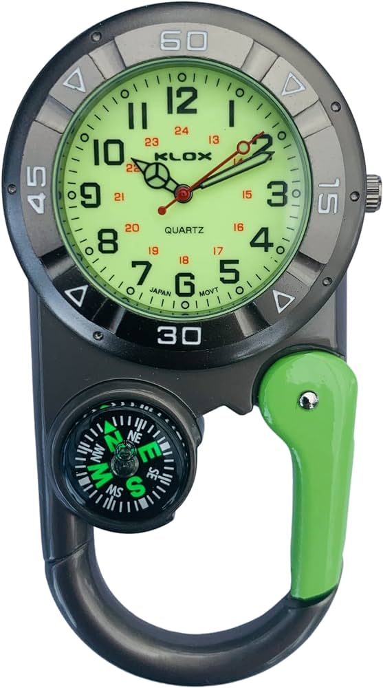 Amazon.com: Heavy Duty Carabiner Clip-on Watch with Compass ... - Clip ...