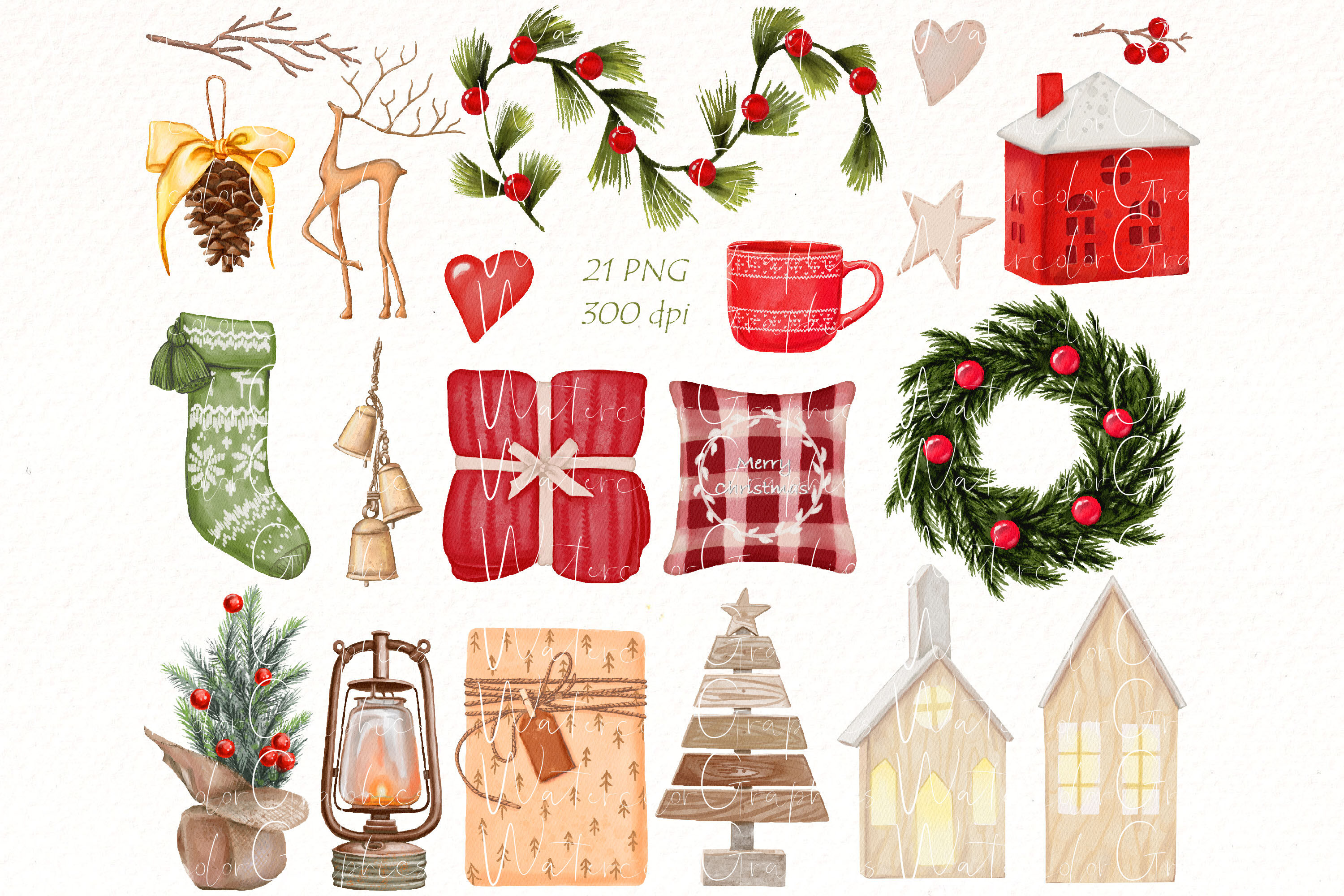 Watercolor Christmas clipart | Cozy Winter Holiday Clip art By ...