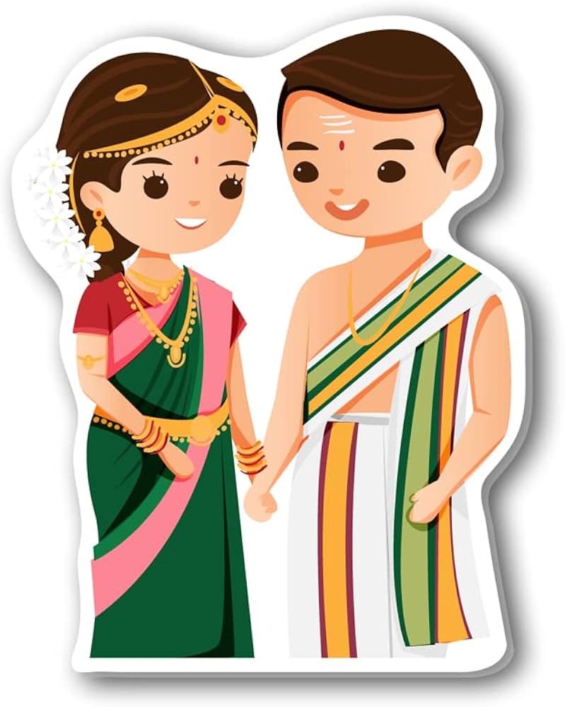 regalocasila-indian-wedding-couple-cartoon-fridge-magnet-digital-print