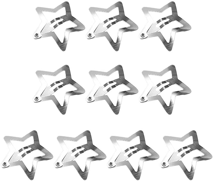 Gxfcai Pack Of Silver Star Bb Hair Clips Cute Star Hair Clips Clip Art Library