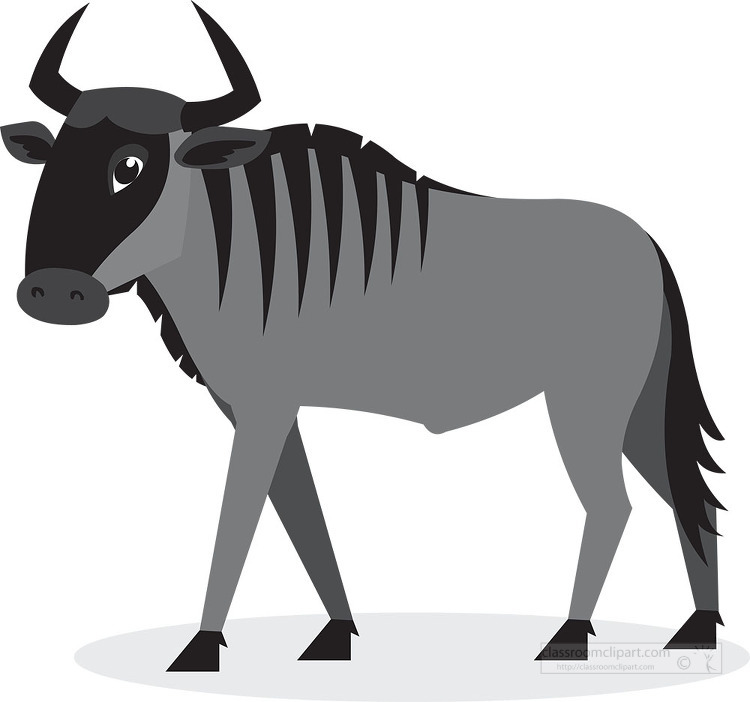 Animal Gray White Clipart-african wildebeest standing - Clip Art Library