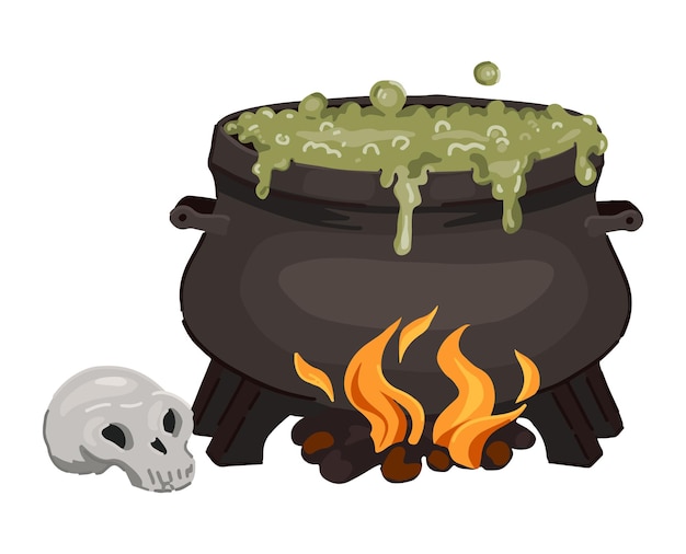 Premium Vector | Boiling witchs cauldron doodle single clipart of ...