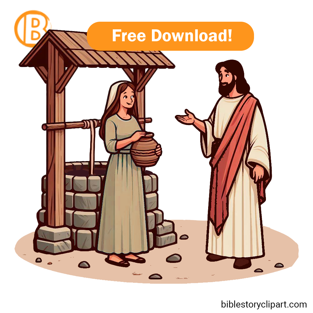 Jesus Talks to Samaritan Woman At the Well - Bible Story Clipart - Clip ...