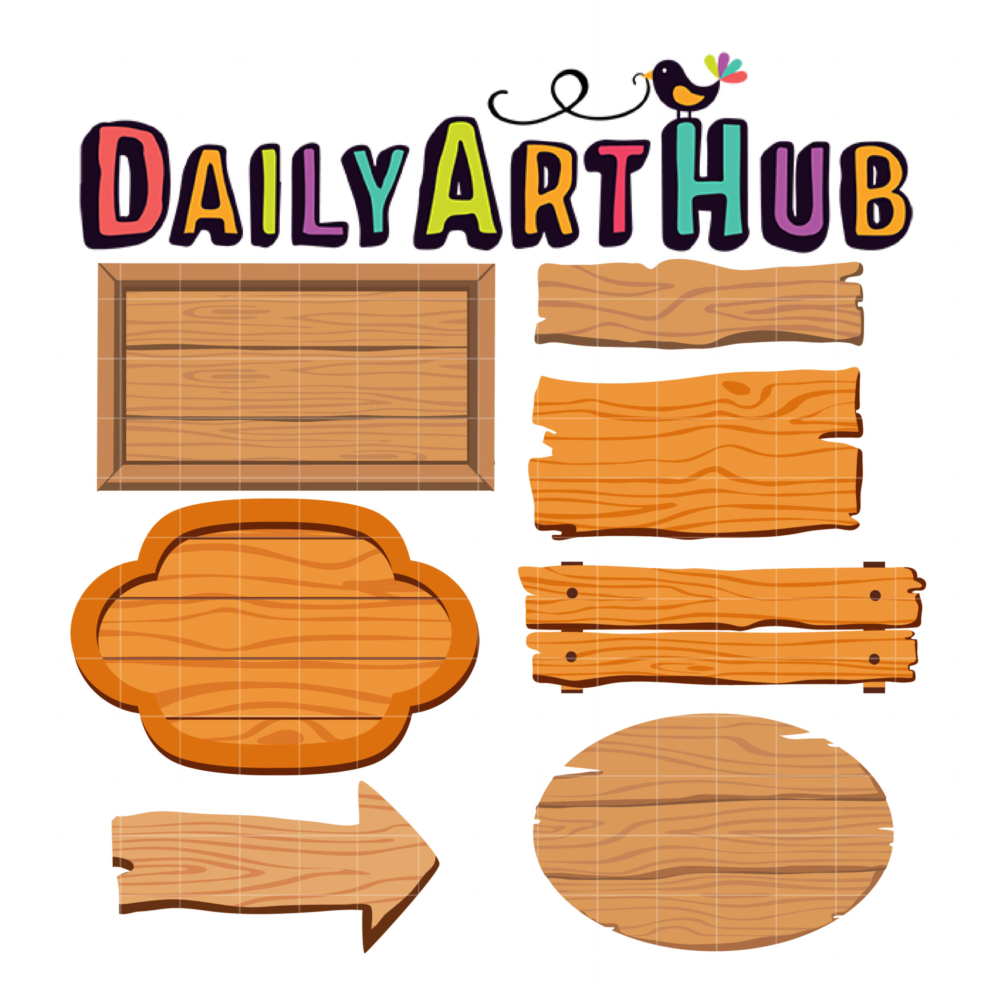 Wooden Sign Boards Clip Art Set - Clip Art Library