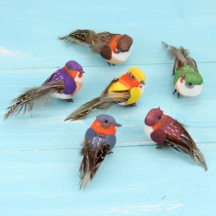 Calandis 12Pcs Artificial Bird Perched Woodland Fake Feather Birds ...