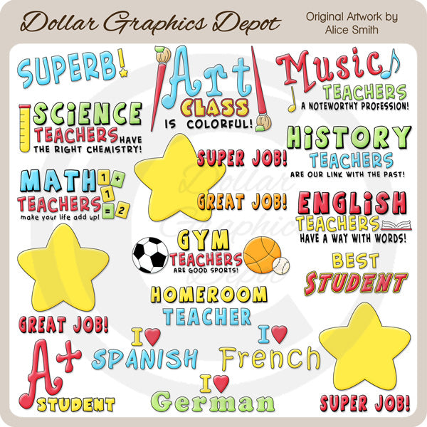 Teacher Word Art - Clip Art – Digital Craft Supplies - Clip Art Library