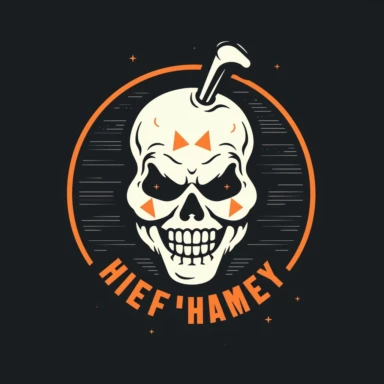 logo for halloween party, simple design, clipart, prom night theme, horror movie, creepy, 1980s vibe, minimalistic design, urban brand recognition, famous, high end marketing, 2 color vector image, simple yet stylish, positive impact, in the style of a tee-shirt logo