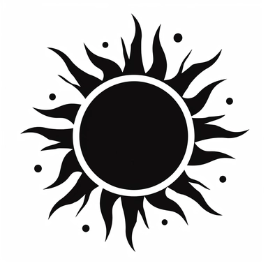 a simplistic black sun on a white background for clipart