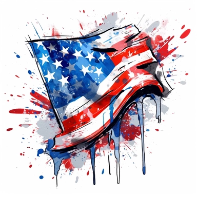 a graffiti clip art illustration for a usa flag on white background