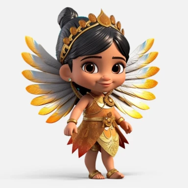an adorable baby indian fairy with big shiny cute eyes 3D model clipart