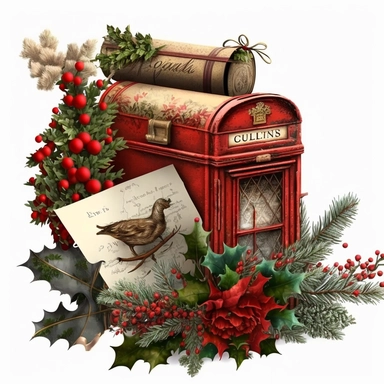 english+christmas, isolated on white, clipart