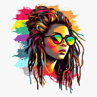rainbows Dreadlocks hip hop girl clipart, Black hip hop girl png, Black girl png, African American black girl clipart, Colorful Dreadlocks png