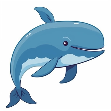 simple cartoon whale clipart for wall art in nursery