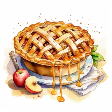 make watercolor apple pie clipart