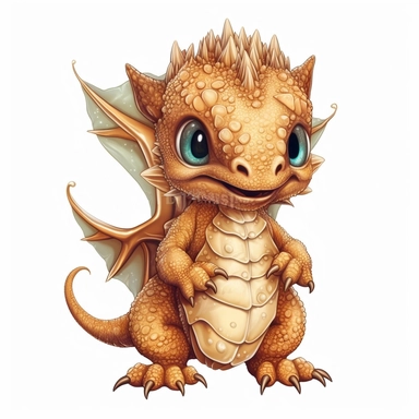 Cute Beautiful Baby Brown Earth dragon Is Standing Full body Vector Sublimation Clipart,Cartoon,hyper realistic, intricate detail, illustration style,high solution,on the white background