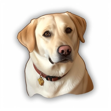 character concept art of a Labrador retriever , white backround, sticker, rounded corners, clipart
