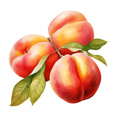 3 peach without any leaves ,watercolor clip art