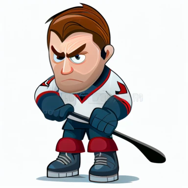 clipart of hockey player, white background, characiture