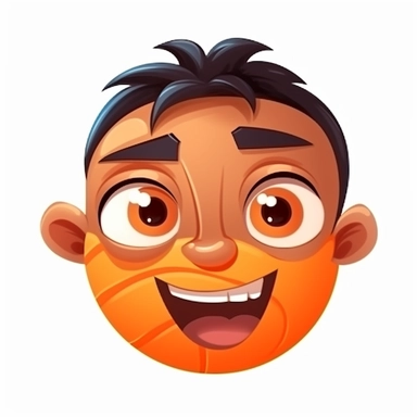 fantasy happy cute basketball player face, cartoon, clipart, mascot, isolated on white background