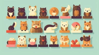 chocolates vector clipart vector chocolates cute animal collection, in the style of #screenshotsaturday, flat areas of color, flat color blocks, 1970–present, rough-edged 2d animation, lightbox, colorful animation stills