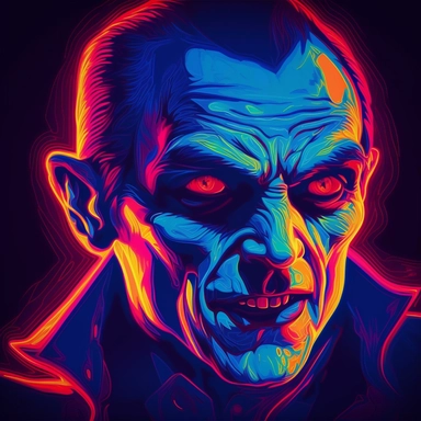 dracula, glowing eyes, clipart, Halloween, glow in the dark, neon, uhd, vivid, colorful, highly detailed