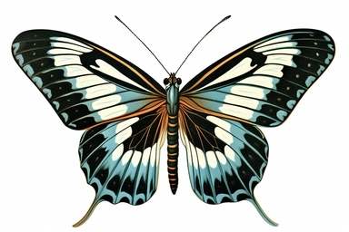 Vintage 1920 detailed Zebra Longwing Butterfly Illustration, Chromolithograph, Die Cut, 1920s Illustration, Vintage, Chromolithograph, Colorful, Antique, Ephemera, Clipart, 8k, Isolated on white