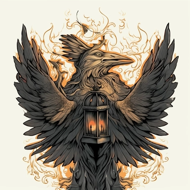 a crow, lanterns, bugs, creepy human faces sleeping, eerie, clipart, in the style of dan mumford