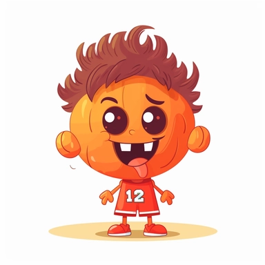 fantasy happy cute basketball player mamal face, cartoon, clipart, mascot, isolated on white background