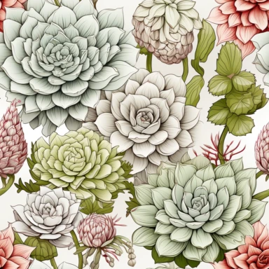 Line art succulents on white background clipart