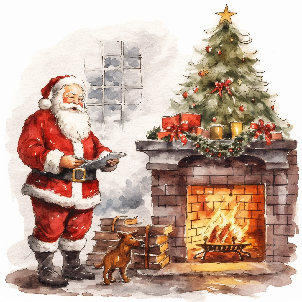 christmas fireplace clipart