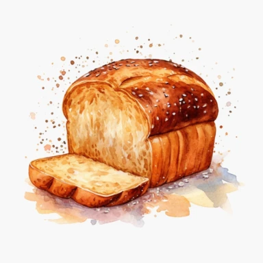 watercolor one loaf of bread clipart, hd