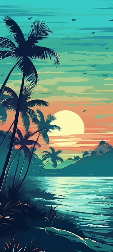 vector free clipart palm trees vector art, in the style of dark sky-blue and dark aquamarine, large canvas format, rollerwave, birds-eye-view