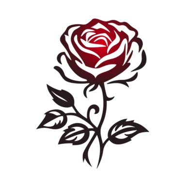 red rose flower silhouette vector flat simple identification symbol white backround white background minimalistic clipart png svg