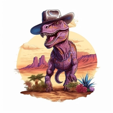 western dinosaur, western clip art, desert bright colors, isolated white background, 8k