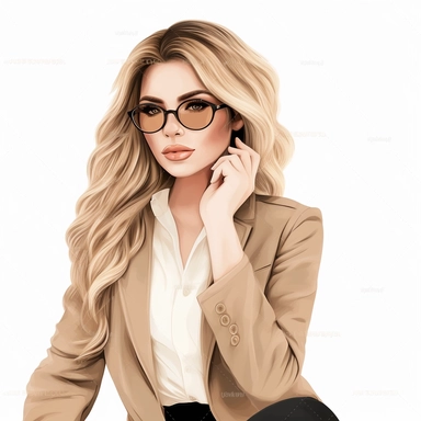 boss lady clipart, realistic, white background, beige