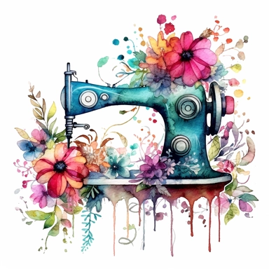 Sewing-Watercolor-Sublimation-Clipart floral